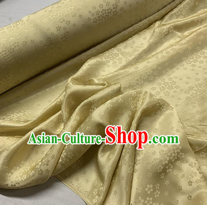 Chinese Classical Plum Pattern Light Golden Silk Fabric Traditional Ancient Hanfu Dress Brocade Cloth