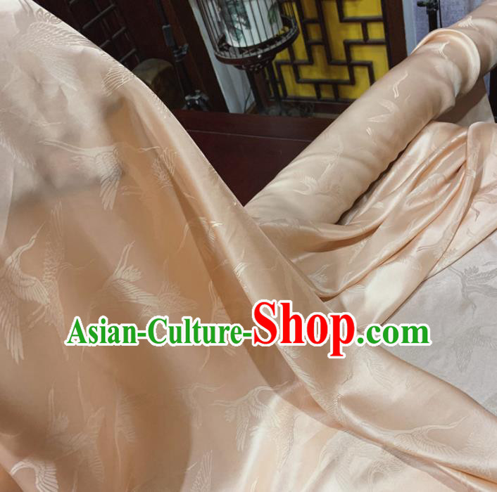 Chinese Classical Cranes Pattern Light Pink Silk Fabric Traditional Ancient Hanfu Dress Brocade Cloth