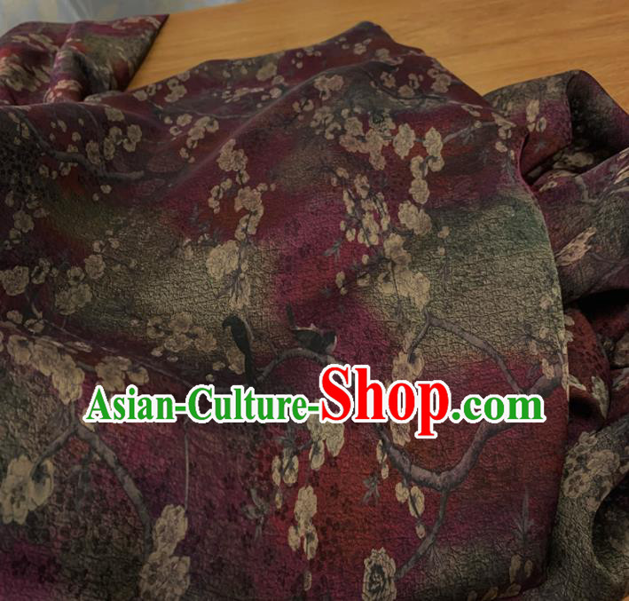 Chinese Classical Plum Pattern Purple Silk Fabric Traditional Ancient Hanfu Dress Brocade Cloth