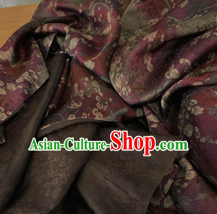 Chinese Classical Plum Pattern Purple Silk Fabric Traditional Ancient Hanfu Dress Brocade Cloth