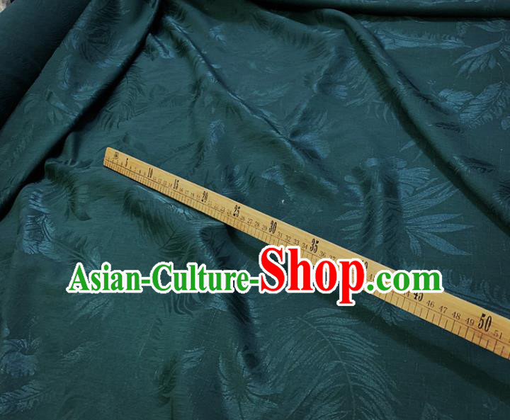 Chinese Classical Leaf Pattern Atrovirens Silk Fabric Traditional Ancient Hanfu Dress Brocade Cloth
