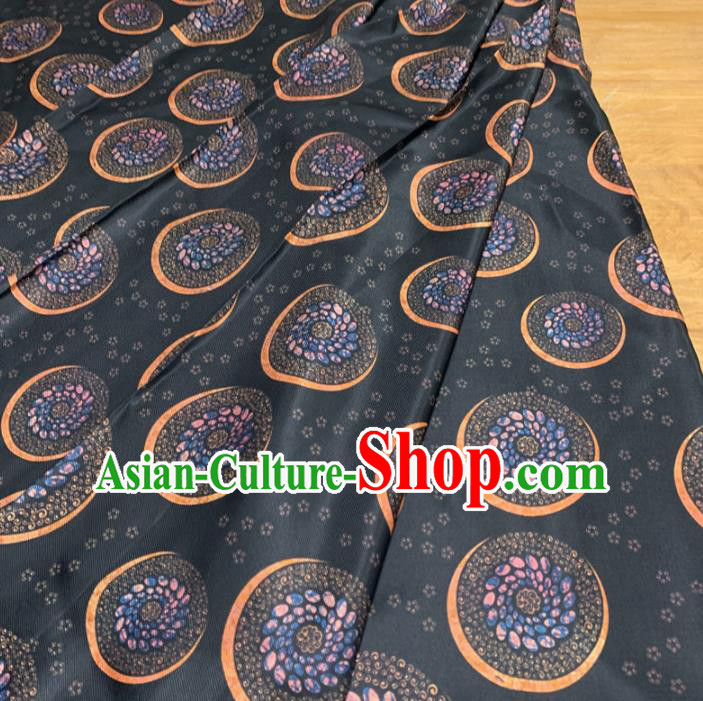 Chinese Classical Pattern Navy Silk Fabric Traditional Ancient Hanfu Dress Brocade Cloth