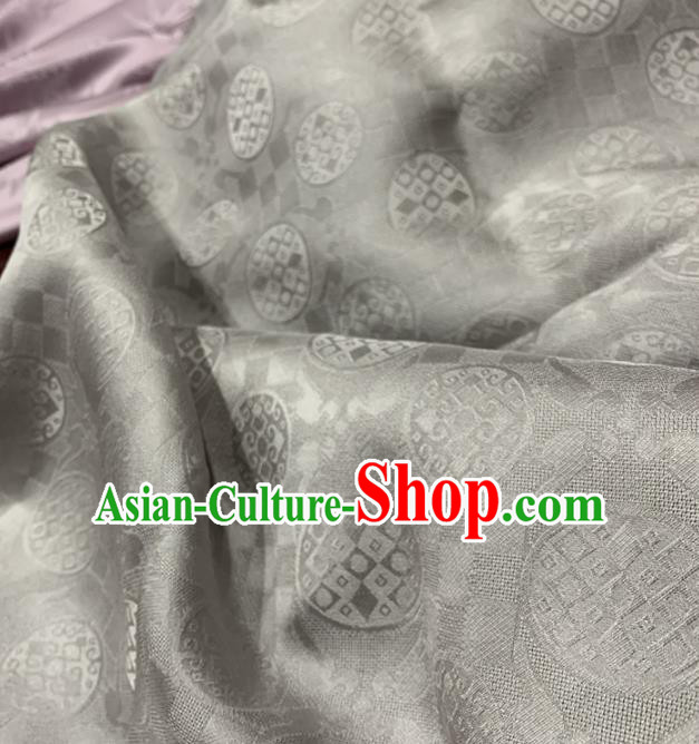 Chinese Classical Pattern Light Grey Silk Fabric Traditional Ancient Hanfu Dress Brocade Cloth