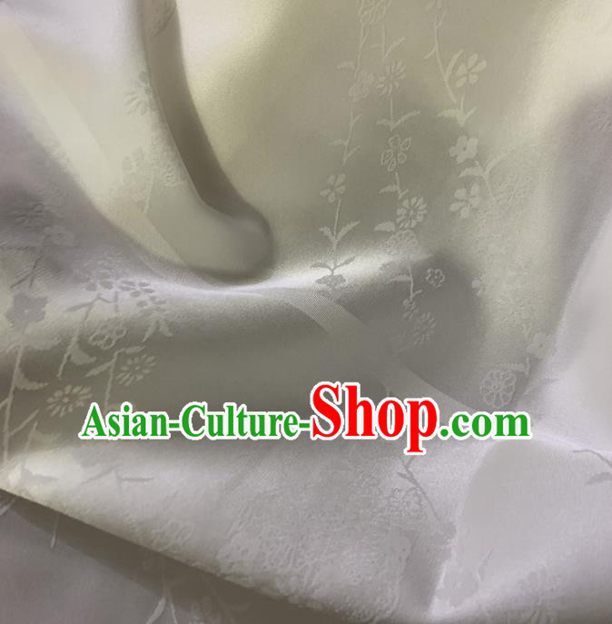 Chinese Classical Pattern White Silk Fabric Traditional Ancient Hanfu Dress Brocade Cloth