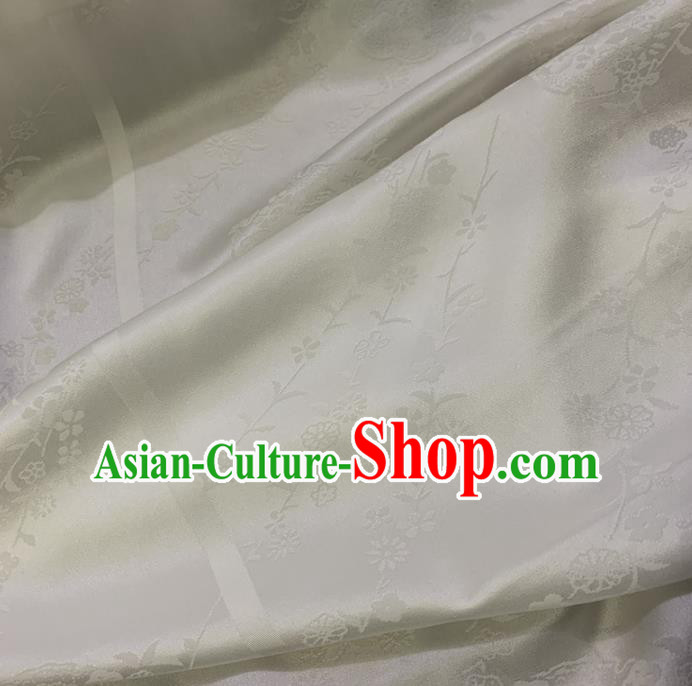 Chinese Classical Pattern White Silk Fabric Traditional Ancient Hanfu Dress Brocade Cloth