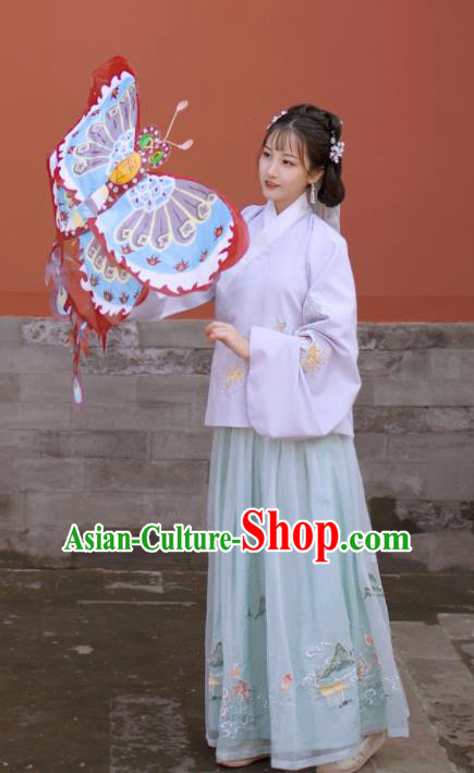Traditional Chinese Ming Dynasty Young Lady Replica Costumes Ancient Servant Girl Hanfu Dress for Women