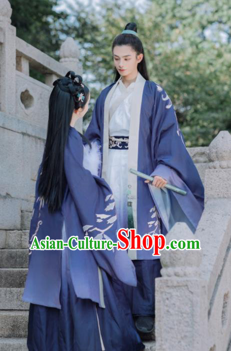 Traditional Chinese Wei Jin Dynasty Replica Costumes Ancient Swordsman Hanfu Clothing Complete Set