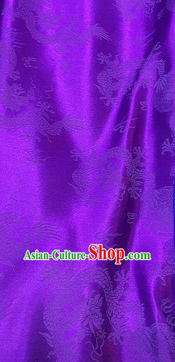 Chinese Classical Dragon Pattern Purple Silk Fabric Traditional Ancient Hanfu Dress Brocade Cloth