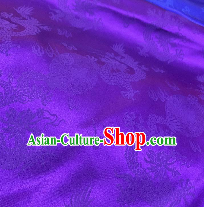 Chinese Classical Dragon Pattern Purple Silk Fabric Traditional Ancient Hanfu Dress Brocade Cloth