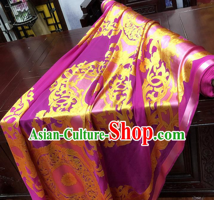 Chinese Classical Pattern Purple Silk Fabric Traditional Ancient Hanfu Dress Brocade Cloth