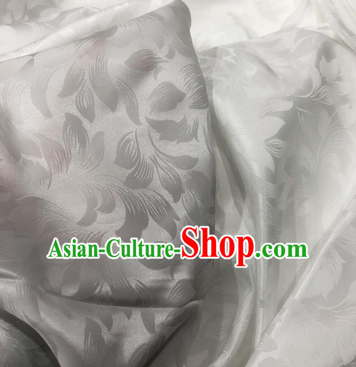 Chinese Classical Pattern White Silk Fabric Traditional Ancient Hanfu Dress Brocade Cloth