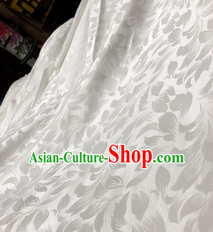 Chinese Classical Pattern White Silk Fabric Traditional Ancient Hanfu Dress Brocade Cloth