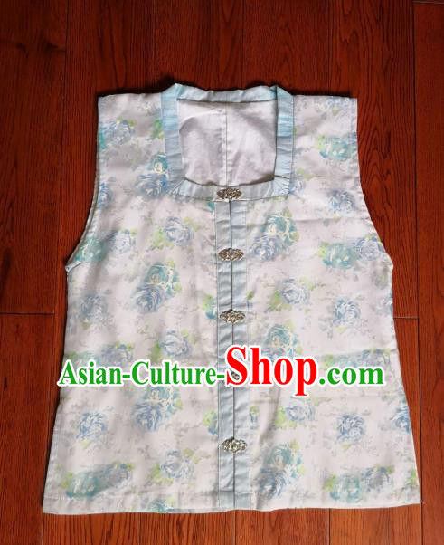 Traditional Chinese Ming Dynasty Replica Costumes Ancient Palace Princess White Silk Vest for Women