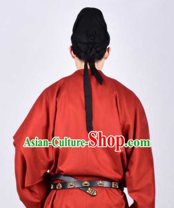 Chinese Traditional Tang Dynasty Imperial Bodyguard Hanfu Red Robe Ancient Swordsman Costume for Men