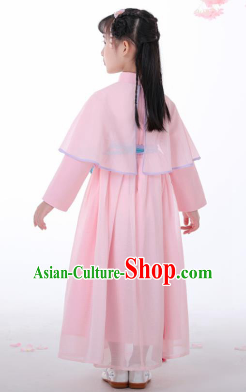 Chinese Traditional Children Pink Hanfu Dress Classical National Tang Suit Costume for Kids