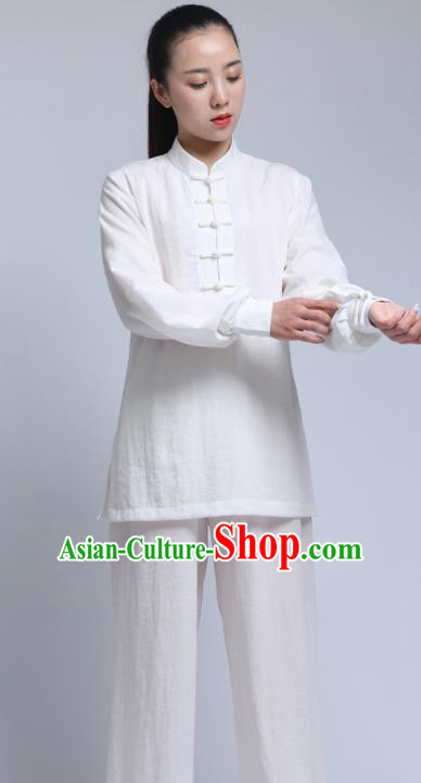 Chinese Traditional Wudang Martial Arts White Outfits Kung Fu Tai Chi Costume for Women