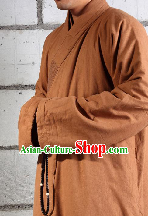 Traditional Chinese Monk Costume Buddhists Abbot Ginger Gown for Men