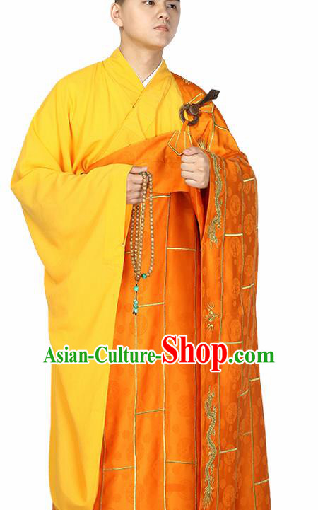 Traditional Chinese Monk Costume Buddhists Orange Cassock for Men