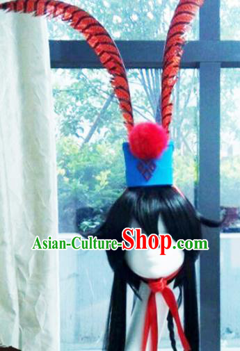Traditional Chinese Cosplay Swordsman Nobility Childe Black Wigs and Headwear for Men