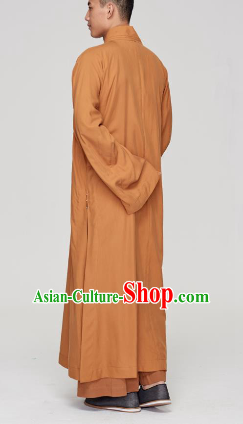 Traditional Chinese Monk Costume Buddhists Yellow Long Robe for Men