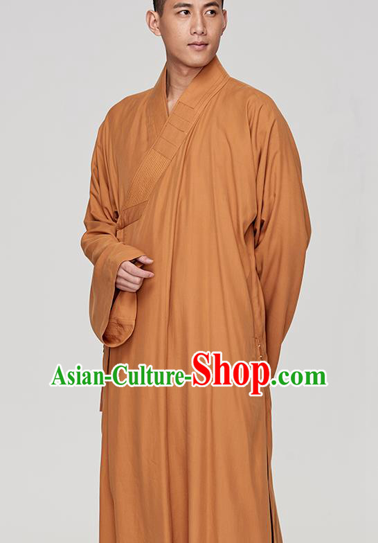 Traditional Chinese Monk Costume Buddhists Yellow Long Robe for Men