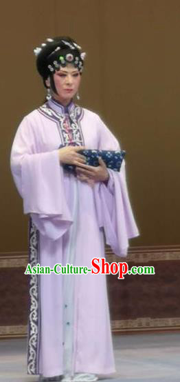 Bai Tu Ji Traditional Chinese Shaoxing Opera Diva Lilac Costume and Headwear for Women