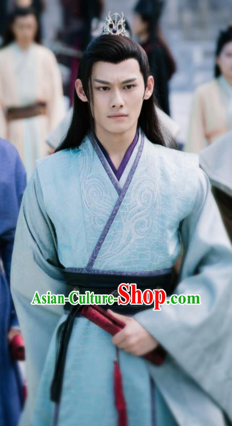 Ancient Chinese Prince Jiang Cheng Drama The Untamed Swordsman Blue Costumes for Men