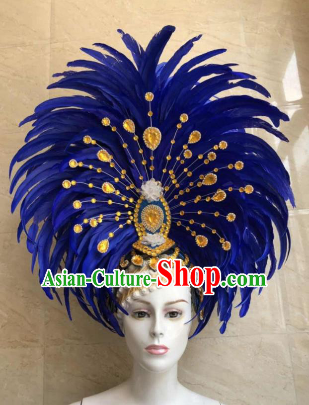 Top Halloween Royalblue Feather Hat Brazilian Carnival Samba Dance Hair Accessories for Women