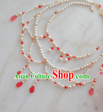 Traditional Chinese Hanfu Pearls Necklace Ancient Princess Jewelry Accessories for Women