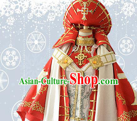 Traditional Japanese Cosplay Queen Red Dress Ancient Heroine Costume for Women