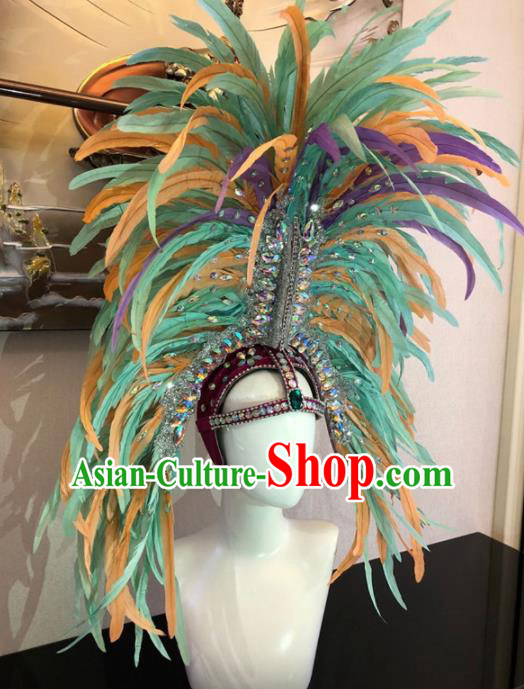 Top Halloween Deluxe Colorful Feather Hat Brazilian Carnival Samba Dance Hair Accessories for Women