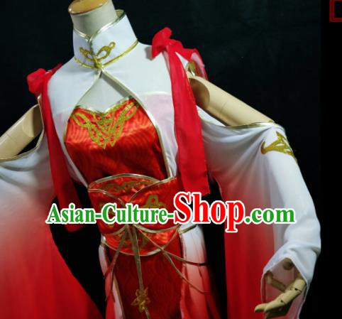 Chinese Cosplay Female Swordsman Red Dress Ancient Princess Peri Costume for Women