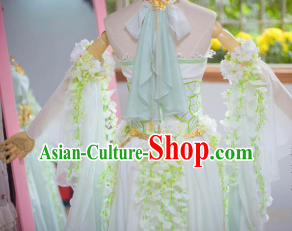 Chinese Flying Apsaras Dance White Dress Ancient Princess Peri Costume for Women