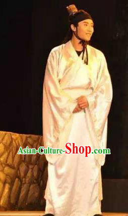 Chinese Drama Yuan Qu Scholar White Clothing Stage Performance Dance Costume for Men