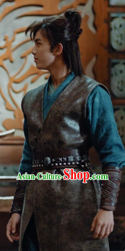 Chinese Drama Fights Break Sphere Ancient Young Knight Swordsman Leather Hanfu Costumes for Men