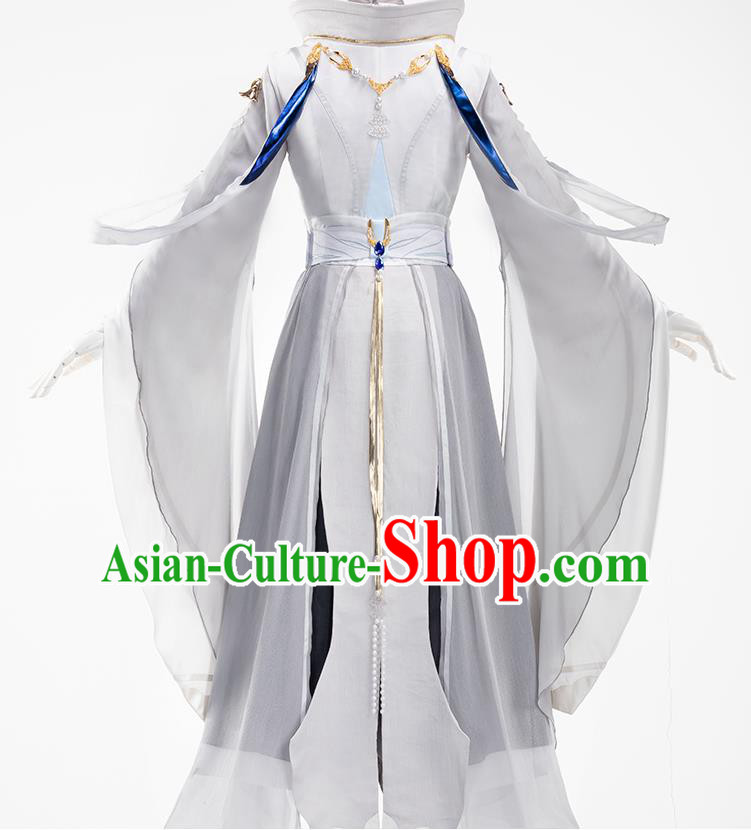 Traditional Chinese Cosplay Taoist Priest Grey Clothing Ancient Swordsman Costume for Men