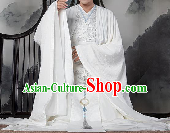 Traditional Chinese Cosplay The Untamed Prince White Clothing Ancient Swordsman Costume for Men