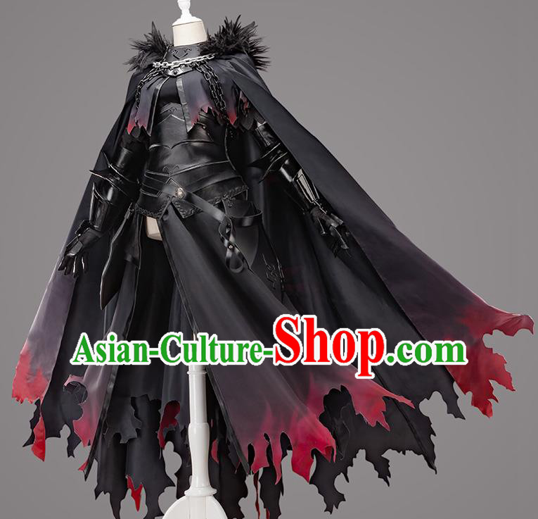 Traditional Chinese Cosplay Swordswoman Queen Black Dress Ancient Heroine Costume for Women