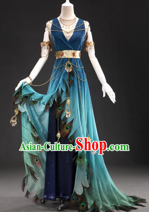 Top Grade Cosplay Queen Blue Dress Halloween Fancy Ball Costumes for Women