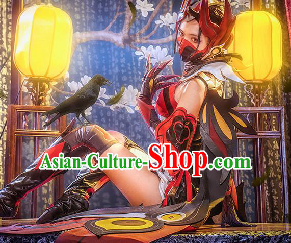 Top Grade Cosplay Queen Black Leather Dress Halloween Fancy Ball Costumes for Women
