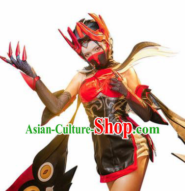 Top Grade Cosplay Queen Black Leather Dress Halloween Fancy Ball Costumes for Women