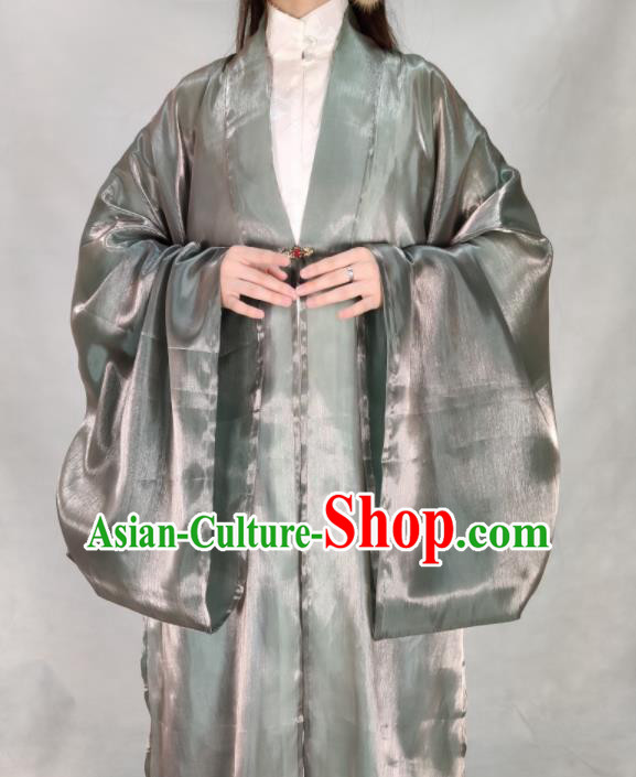 Chinese Ming Dynasty Princess Grey Silk Cloak Ancient Court Lady Costume for Women