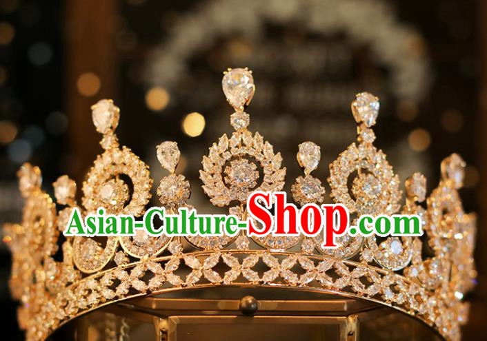 Top Grade Bride Zircon Royal Crown Handmade Wedding Hair Accessories for Women