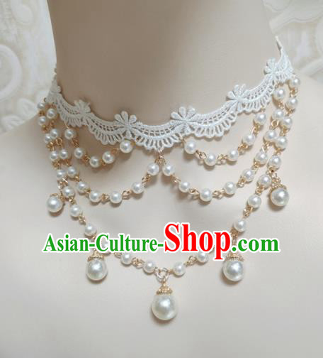 Top Grade Gothic White Lace Necklace Handmade Necklet Accessories for Women