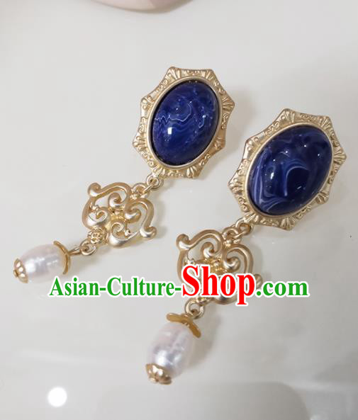 Top Grade Baroque Bride Sapphire Earrings Handmade Wedding Ear Accessories for Women