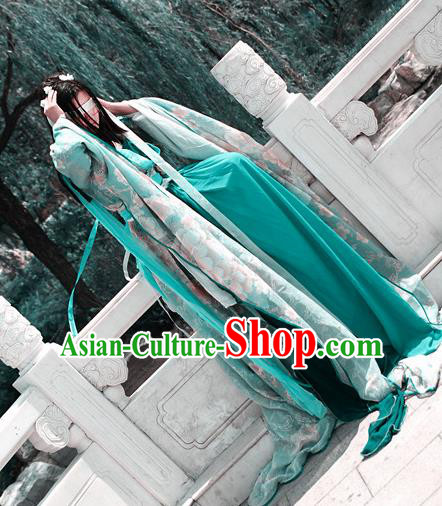 Traditional Chinese Cosplay Swordswoman Green Dress Ancient Royal Princess Costume for Women