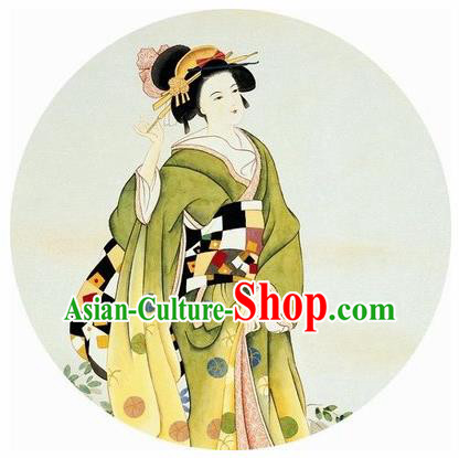 Japanese Handmade Green Kimono Oil Paper Umbrella Traditional Decoration Umbrellas