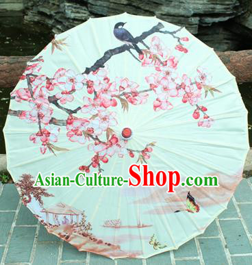 Handmade Chinese Classical Dance Printing Peach Flowers Paper Umbrella Traditional Cosplay Decoration Umbrellas