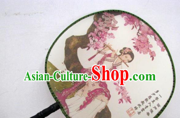 Handmade Chinese Classical Painting Lady Silk Round Fan Traditional Hanfu Palace Fans