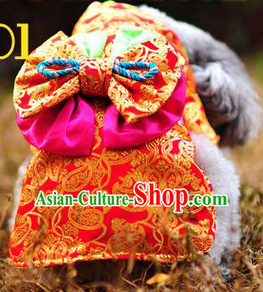 Traditional Asian Chinese Pets Clothing Dog Winter Red Costumes for New Year